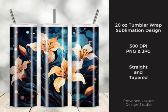 Artistic Night Floral Graphics for Tumbler Wraps