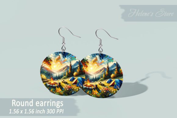 Camping Mountains Earring Sublimation: Graphics for Crafts