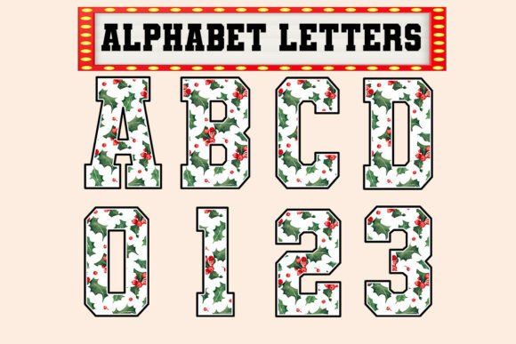 Christmas Flowers Alphabet: Festive Graphics & Illustrations