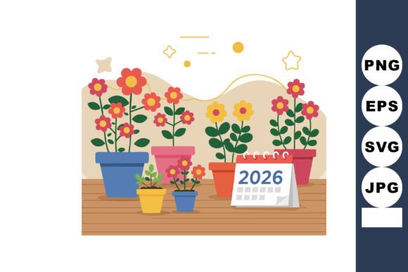 Colorful Potted Flowers 2026: Graphics & Illustrations