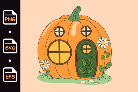 Cute Pumpkin House: Seasonal Graphics & Illustrations