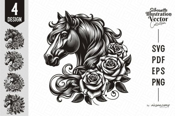 Elegant Horse Head with Roses: A Designer's Review