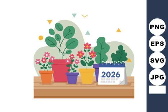 Potted Plants Graphics & Illustrations for Branding