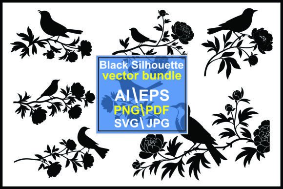 Review: Silhouettes of Birds Flowers Branches for Embroidery