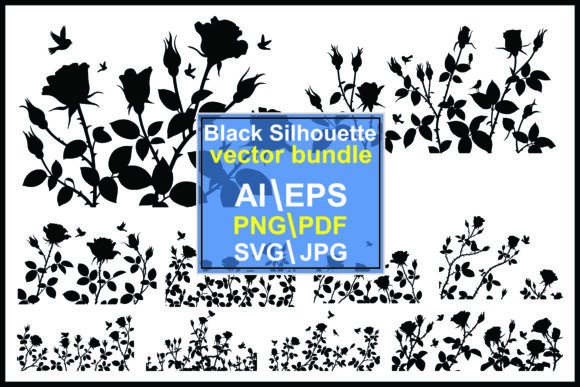 Silhouette Roses Butterflies Bundle: Premium Graphics & Illustrations