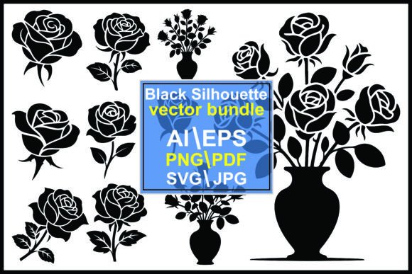 Silhouette Roses & Vases: Premium Graphics and Illustrations