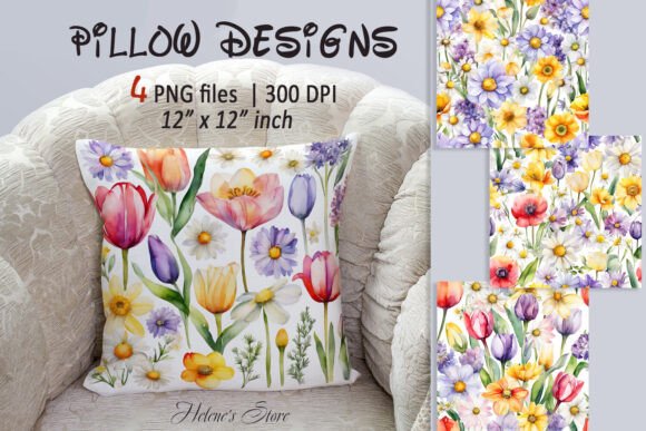 Spring Flowers Pillow Sublimation: Free Graphics