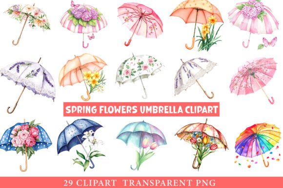 Spring Flowers Umbrella Clipart Bundle: A Designer's Review
