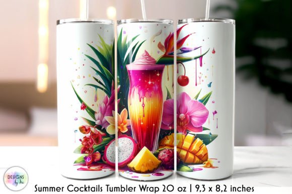 Tropical Summer Cocktails Tumbler Wrap Graphics Review