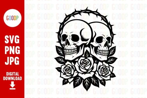 Twin Skulls Roses SVG: A Designer's Review for Gothic Embroidery