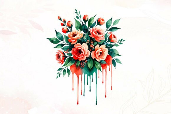 Watercolor Pink Roses: Graphics & Illustrations